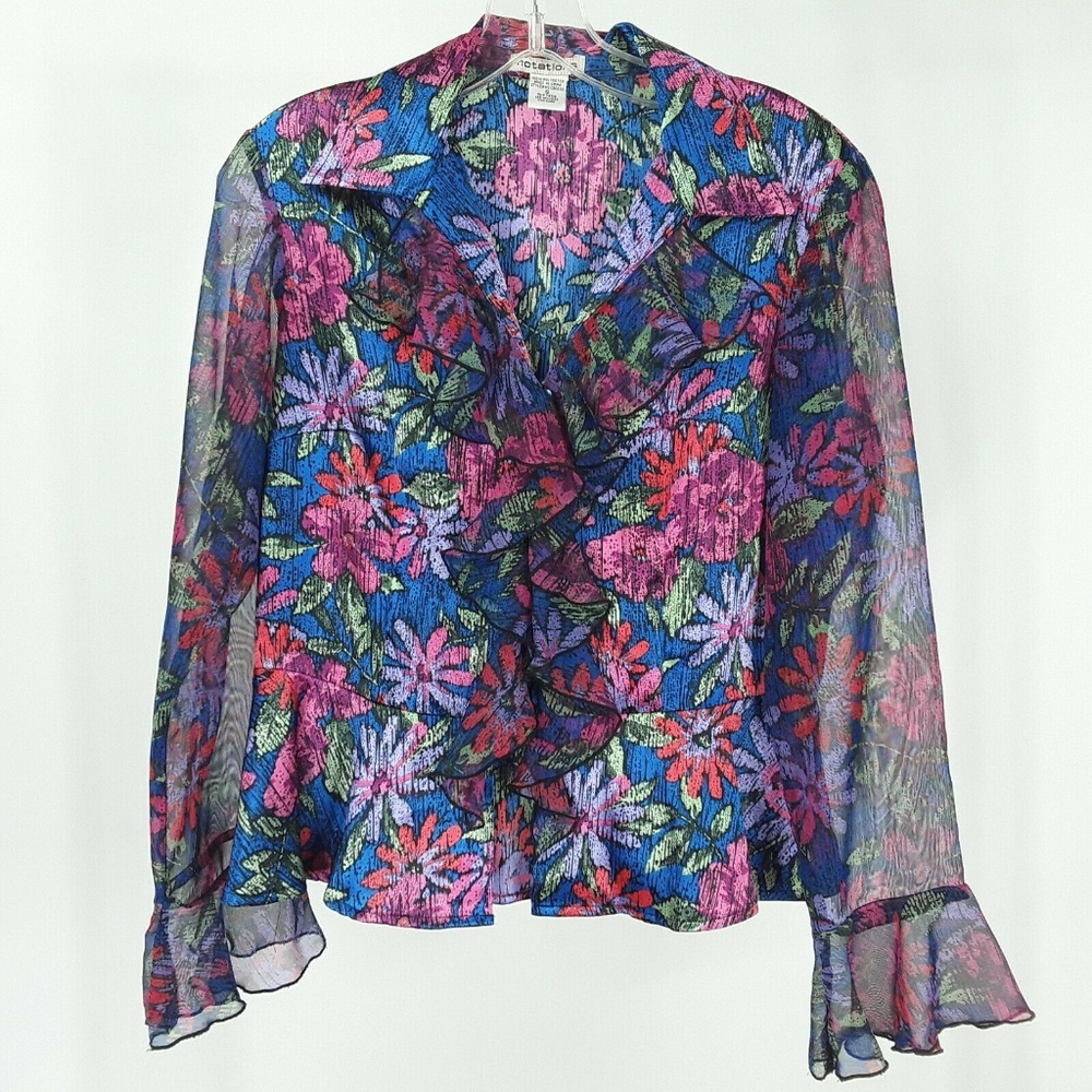Notations Women's Long Sleeve Top Size S Sheer